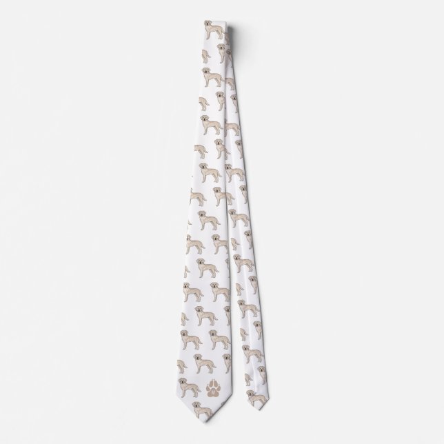 Cream Labrador Retriever Muster Custom Monogram Krawatte (Vorderseite)