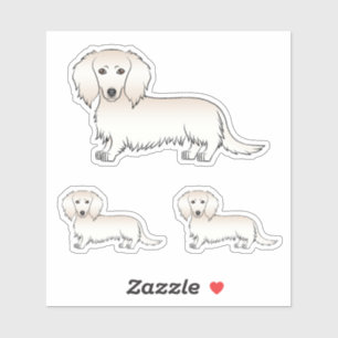 Cream Langhaar-Dachshund Süße Cartoon-Hund-Designs Aufkleber