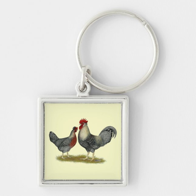 Cream Legbar Chickens Schlüsselanhänger (Vorne)