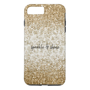 Cream Leopard Print Glitzy Gold Sparkone Case-Mate iPhone Hülle
