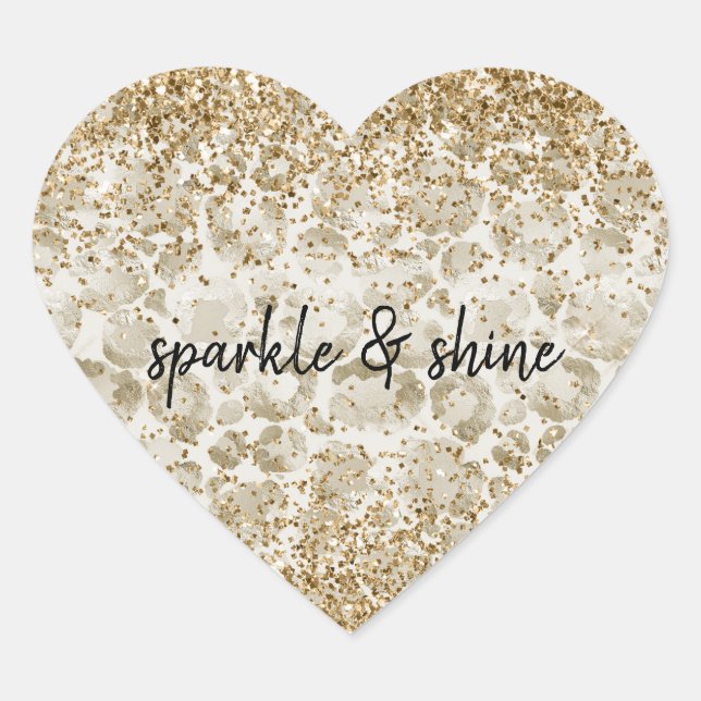 Cream Leopard Print Glitzy Sparkle Runder Aufkleber (Vorderseite)