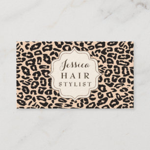 Cream Leopard Print Hair Stylist Terminkarten Terminkarte