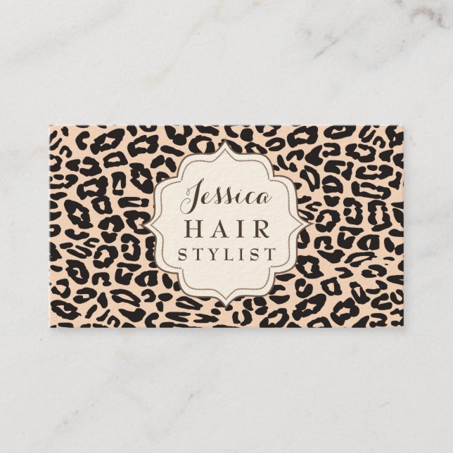 Cream Leopard Print Hair Stylist Terminkarten Terminkarte (Vorderseite)