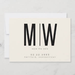 Cream Lg. Monogram Wedding Save the Date