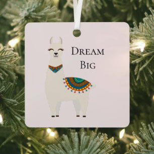 Cream Llama Ornament Aus Metall