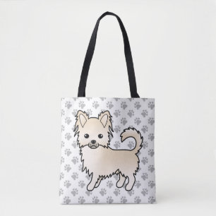 Cream Long Coat Chihuahua Cartoon Hund & Pfoten