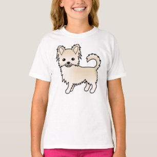 Cream Long Coat Chihuahua Niedlich Cartoon Dog T-Shirt