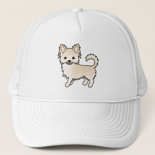 Cream Long Coat Chihuahua Niedlich Cartoon Dog Truckerkappe