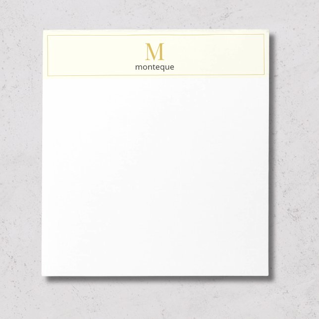 Cream Luxus-Serif-Personalisiertes Monogramm Notizblock (Von Creator hochgeladen)