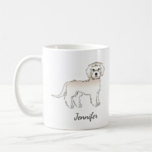 Cream Mini Goldendoodle Cartoon-Hund & Name Kaffeetasse