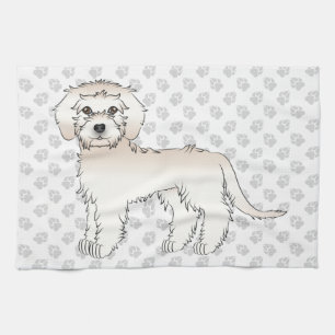Cream Mini Goldendoodle Niedlicher Cartoon Dog & P Geschirrtuch