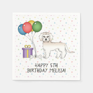 Cream Mini Goldendoodle Süßer Cartoon-Hund Geburts Serviette