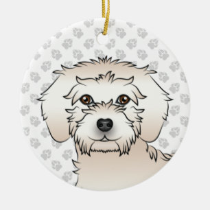 Cream Mini Goldendoodle Süßer Cartoon-Hundekopf Keramik Ornament