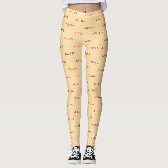 Cream minimalist benutzerdefinierter Name  Leggings (Vorderseite)