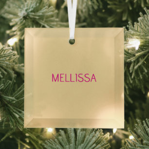 Cream minimalist benutzerdefinierter Name Ornament Aus Glas