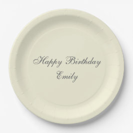 Cream Minimalist Birthday Party Paper Plates Pappteller