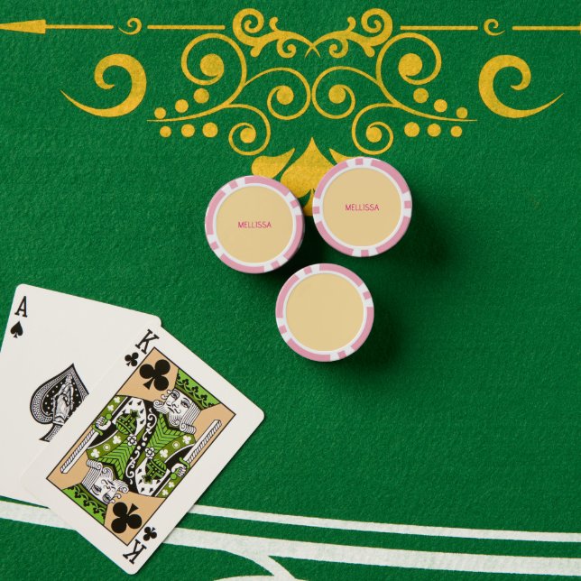 Cream minimalist custom name  pokerchips (Pokertisch (Stapel))