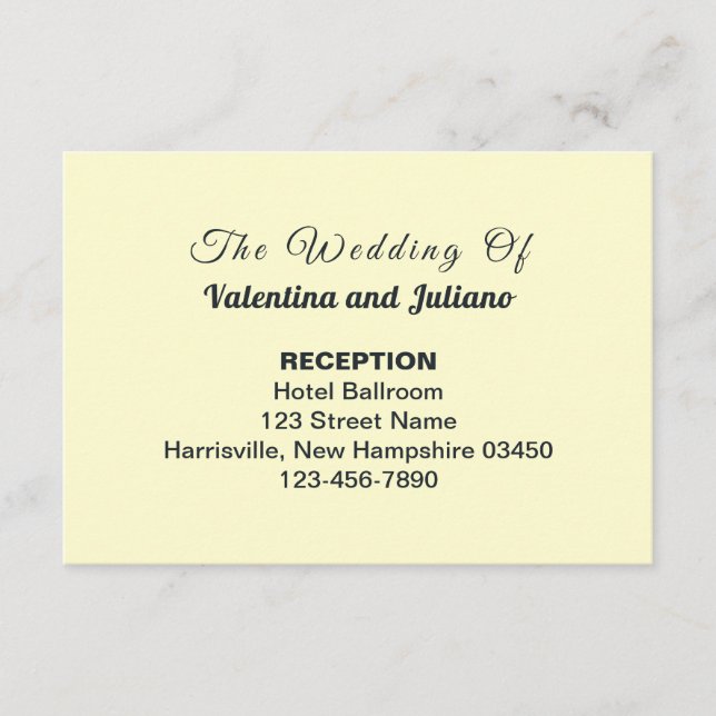 Cream mit Schiefertext Hochzeitsempfang Begleitkarte (Vorderseite)