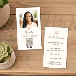Cream Mocha Logo QR Code Photo Lashes and Brows Visitenkarte
