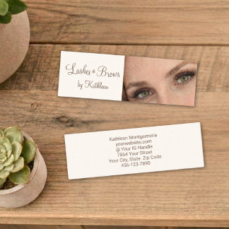 Cream Mocha Script Foto Wimpern und Augenbrauen Mini Visitenkarte