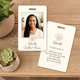 Cream Mocha Script Logo Photo Lashes and Brows Ausweis