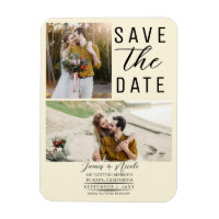 Cream Modern 2 Fotos Save the Date Hochzeit