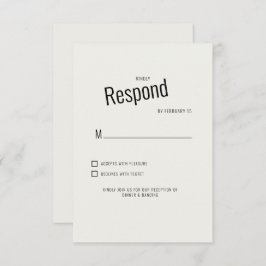 Cream Modern Black Text Wedding RSVP