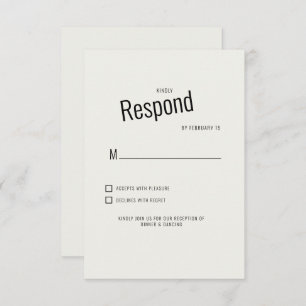 Cream Modern Black Text Wedding RSVP