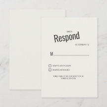 Cream Modern Black Text Wedding RSVP
