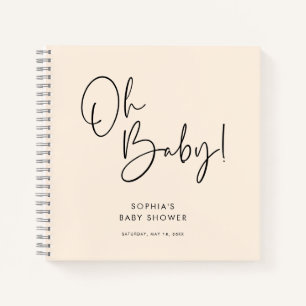 Cream Modern Boho Gender Neutral Baby Duwer Guest Notizbuch