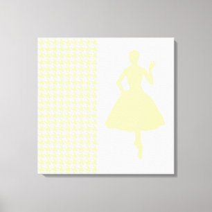 Cream Modern Hahnentrittmuster mit Mode Silhouette Leinwanddruck