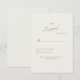 Cream Modern Schriftart Wedding RSVP Karte