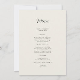 Cream Modern Wedding Menu Einladung