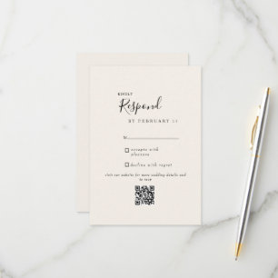 Cream Modern Wedding QR Code UAWG RSVP Karte