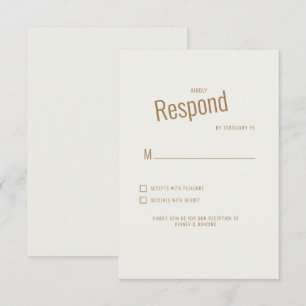 Cream Modern Wedding RSVP Karte