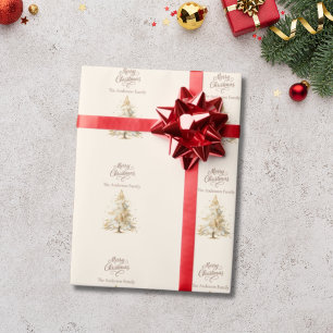 Cream-Mokka-brauner Baum Schnee Weihnachten Geschenkpapier