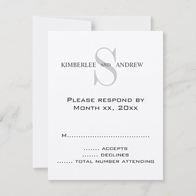Cream Monogram Reply Cards RSVP Karte (Vorderseite)