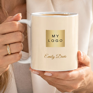 Cream Namens Geschäftslogo Kaffeetasse