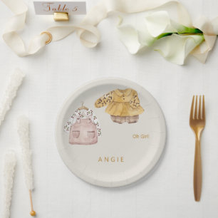 Cream Oh Girl Boho Babydusche Pappteller