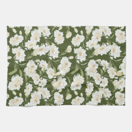 Cream & Olive floral Geschirrtuch