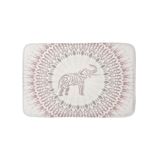 Cream Ombre Elephant Mandala Badematte (Vorderseite)