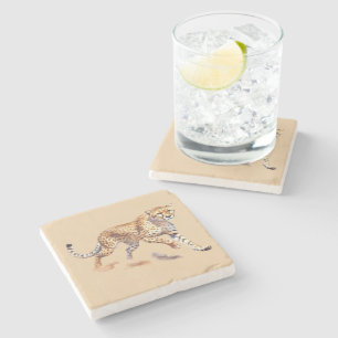 Cream Orange Cheetah Steinuntersetzer