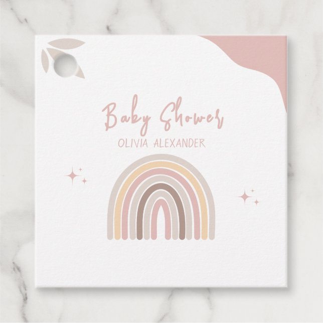 Cream Pastel Einfache Minimalistische Babydusche Geschenkanhänger (Vorderseite)