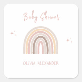 Cream Pastel Einfache Minimalistische Babydusche Quadratischer Aufkleber