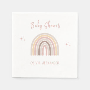 Cream Pastel Einfache Minimalistische Babydusche Serviette