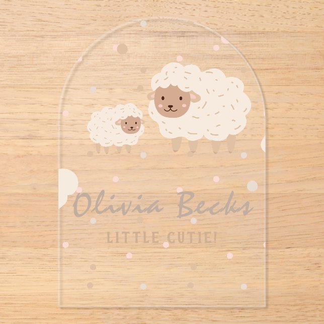 Cream Pastel Illustrative Baby Dusche Acryleinladungen (Vorderseite)