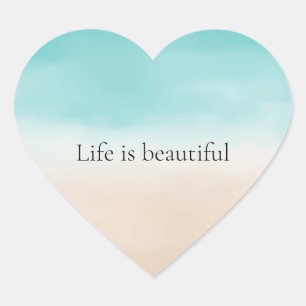 Cream Peach Aqua Ombre Herz-Aufkleber