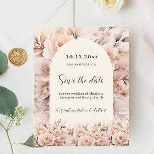 Cream peach Rose Bogen Budget Hochzeit Speichern S Flyer