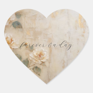 Cream Peach Rose Hochzeit Herz-Aufkleber
