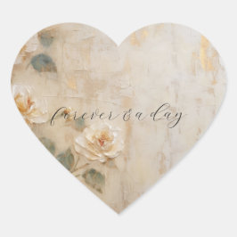 Cream Peach Rose Hochzeit Herz-Aufkleber